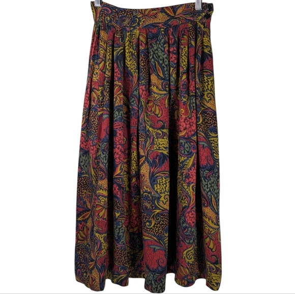 Vintage Elliott Lauren Multicolor A-Line Full 80s Retro Skirt Size 4 - Picture 4 of 11